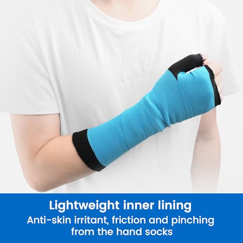 Velpeau Hand Socks for Splint (Pack of 10), Elastic Cotton Stockinette Tubing for Arm, Wrist Brace with Thumb Spica Liner, Gauze Sleeve, Under Cast Wrap, Arm Cover for Men and Women (Black, Firm Version, M) - Image 2