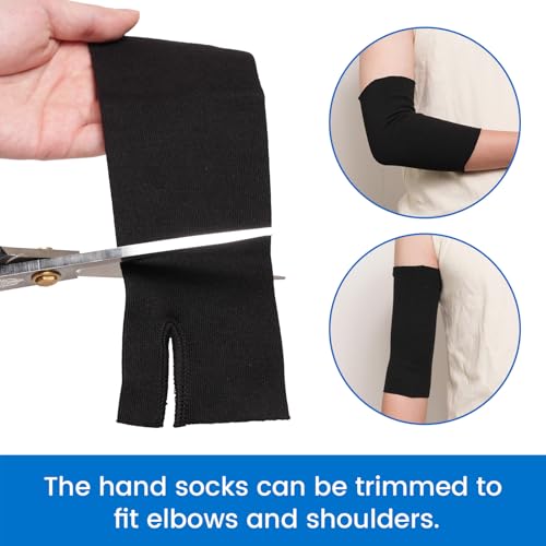 Velpeau Hand Socks for Splint (Pack of 10), Elastic Cotton Stockinette Tubing for Arm, Wrist Brace with Thumb Spica Liner, Gauze Sleeve, Under Cast Wrap, Arm Cover for Men and Women (Black, Firm Version, M) - Image 5
