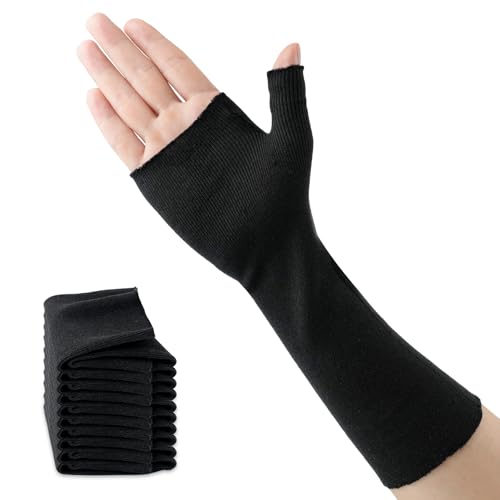 Velpeau Hand Socks for Splint (Pack of 10), Elastic Cotton Stockinette Tubing for Arm, Wrist Brace with Thumb Spica Liner, Gauze Sleeve, Under Cast Wrap, Arm Cover for Men and Women (Black, Firm Version, M) - Image 1