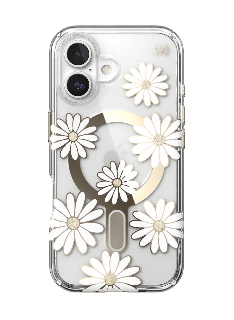 Speck iPhone 16 Presidio Lux Glitter Magsafe with ClickClock- SUNSHINE DAISIES / CLEAR / GOLD - Image 2