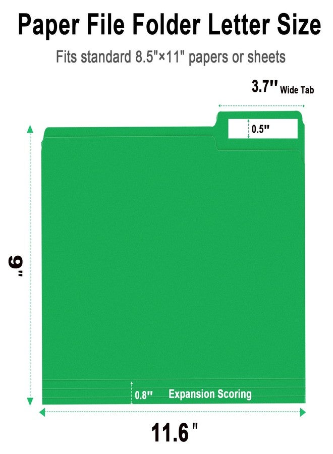 RAZCC File Folder, 150 Pack 1/3 Cut Tab File Folders Letter Size, Creen, Colored Folders with Tab Great for Organizing and Easy File Storage - Image 2