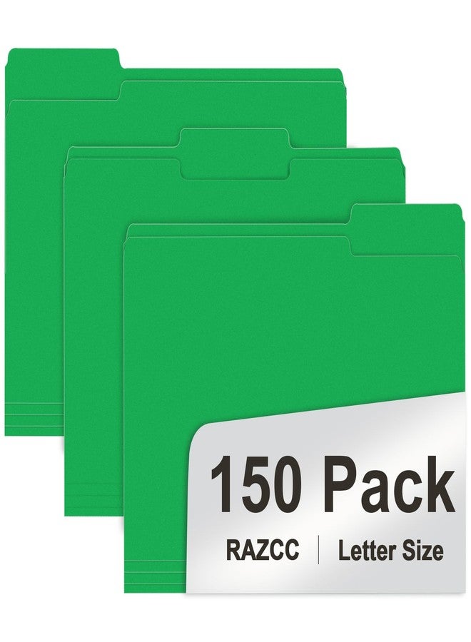 RAZCC File Folder, 150 Pack 1/3 Cut Tab File Folders Letter Size, Creen, Colored Folders with Tab Great for Organizing and Easy File Storage - Image 1