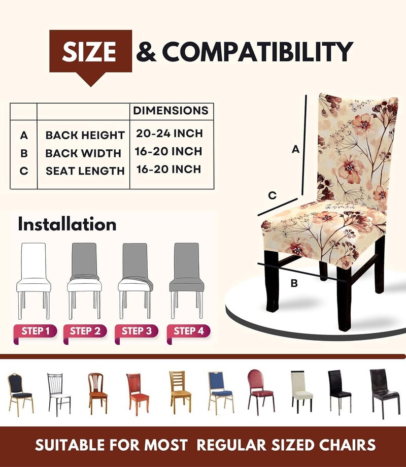 Decorian Polycotton Printed Dining Table Cloth with Dining Chair CoversSlipcovers 6 Seater Table Cover 6 Chair Cover Watercolor Leaves Square watercolor leaves Multicolor - Image 2