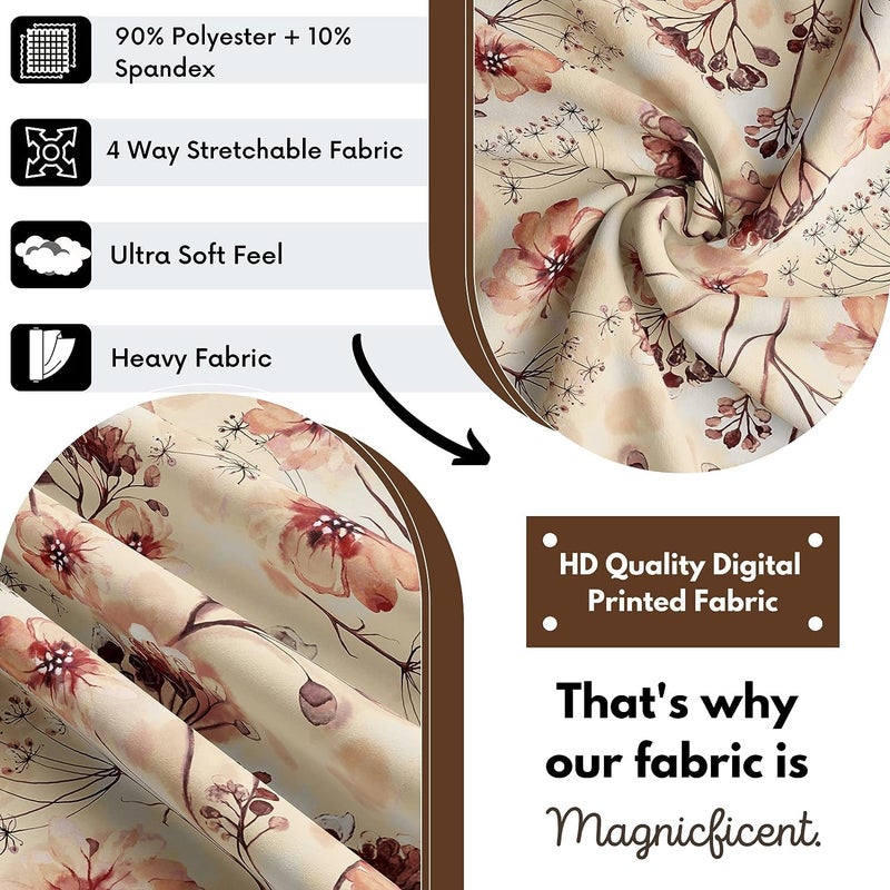Decorian Polycotton Printed Dining Table Cloth with Dining Chair CoversSlipcovers 6 Seater Table Cover 6 Chair Cover Watercolor Leaves Square watercolor leaves Multicolor - Image 3