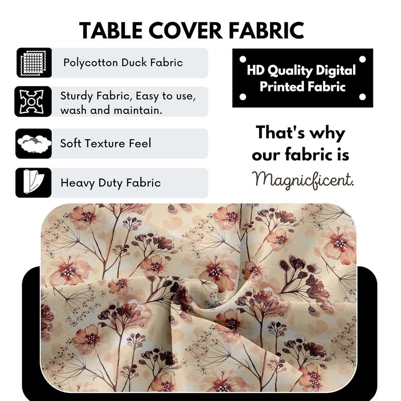 Decorian Polycotton Printed Dining Table Cloth with Dining Chair CoversSlipcovers 6 Seater Table Cover 6 Chair Cover Watercolor Leaves Square watercolor leaves Multicolor - Image 5