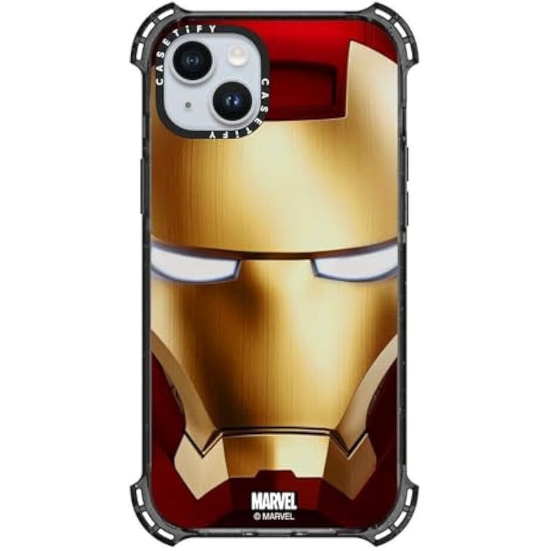 Casetify Bounce iPhone 15 Plus Case 【Iron Man Co-Lab / 6X Military Grade Drop Tested / 21.3ft Drop Protection/Compatible with Magsafe】 - Iron Man Hero Mask - Clear Black - Image 4