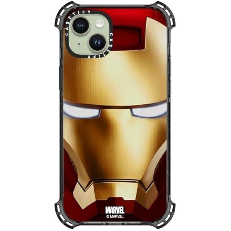 Casetify Bounce iPhone 15 Plus Case 【Iron Man Co-Lab / 6X Military Grade Drop Tested / 21.3ft Drop Protection/Compatible with Magsafe】 - Iron Man Hero Mask - Clear Black - Image 3