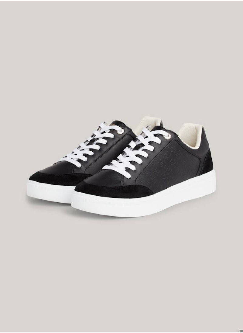 Women's Th Monogram Leather Mixed Texture Trainers -  Leather upper, Black - pzsku/Z30D76E723D9BEFFF35C7Z/45/_/1727420684/6dde68ec-6baf-449d-9511-500507d6d353
