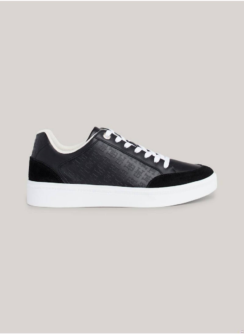 Women's Th Monogram Leather Mixed Texture Trainers -  Leather upper, Black - pzsku/Z30D76E723D9BEFFF35C7Z/45/_/1727420716/1a825da1-9d7e-4adc-8437-d5100c51e42d