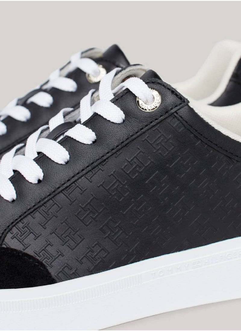 Women's Th Monogram Leather Mixed Texture Trainers -  Leather upper, Black - pzsku/Z30D76E723D9BEFFF35C7Z/45/_/1727420758/7e194827-33a7-40ee-b511-9aed52551e0a