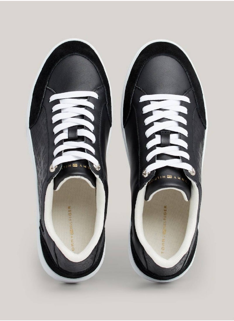 Women's Th Monogram Leather Mixed Texture Trainers -  Leather upper, Black - pzsku/Z30D76E723D9BEFFF35C7Z/45/_/1727420812/a56f60a9-eb65-4a3a-9705-038affeb94df
