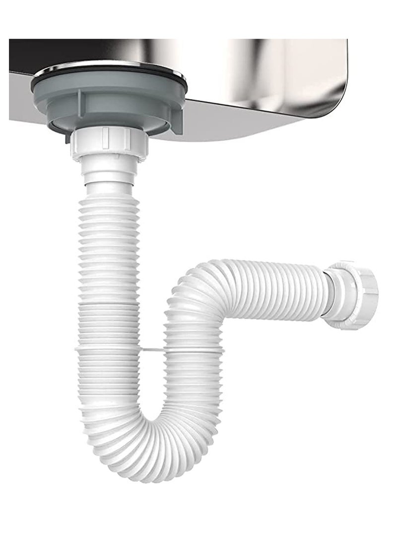 SYOSI أنبوب تصريف مغسلة قابل للتوسيع، أنبوب تصريف مغسلة الحمام والمطبخ، أنبوب مغسلة عالمي 15-31 إنش، تجميع أنبوب تصريف مغسلة الحمام والمطبخ - Image 1