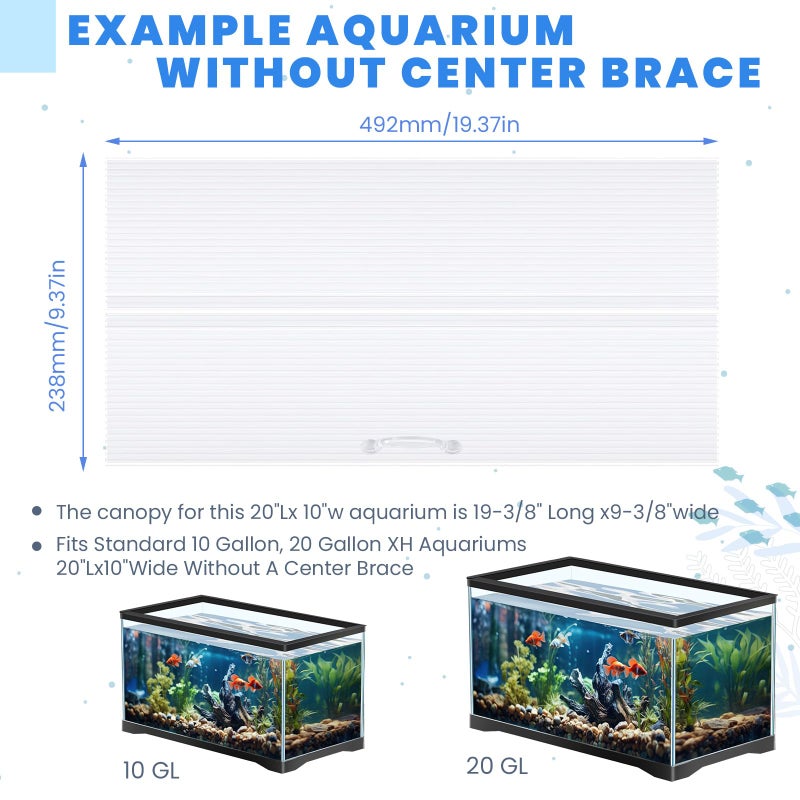 Sieral Aquarium Canopy Set Polycarbonate Greenhouse Panels 19.37 x 9.37 x 0.24 Inch for 10/20 Gallon Fish Tank Without Center Brace Aquariums Cover Fish Tank Lid, Clear - Image 2