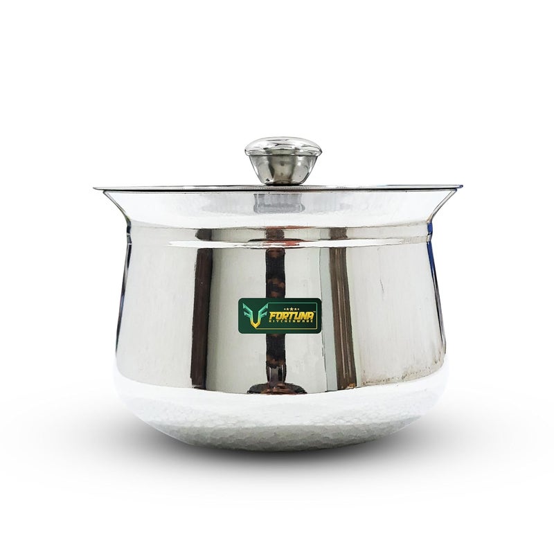 FORTUNA KITCHENWARE 1500ml Heavy Gauge Dahi Handi/Curd Pot With Lid - Stainless Steel Utensils, Cookware & Serveware for Kitchen (Polish) - Image 1