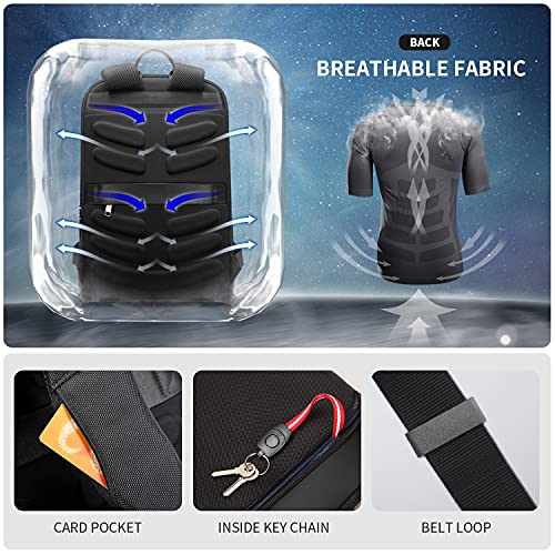 BOPai 15 inch Super Slim Laptop Backpack Men Anti Theft Waterproof Backpack Light Smart Business Computer Backpack Casual Daypack Black - Image 4