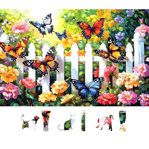 MINIWAN 500 Piece Butterfly Garden Jigsaw Puzzle for Adults 23x15 Inch Colorful Flower Butterfly Art Unique Home Decor Gift for Puzzle Lovers - Image 1