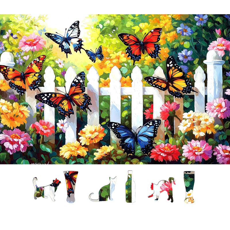 MINIWAN 500 Piece Butterfly Garden Jigsaw Puzzle for Adults 23x15 Inch Colorful Flower Butterfly Art Unique Home Decor Gift for Puzzle Lovers - Image 3