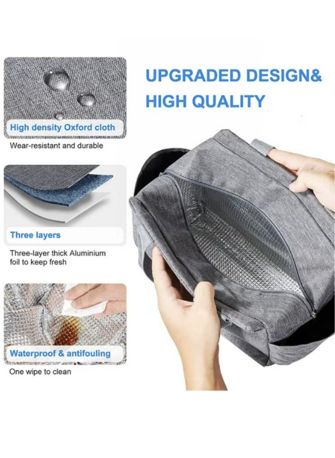 Hanayo Insulated Lunch Bag with Dual Side Pockets, Thermal Lunch Tote Box Bag for Women Men and childern WIth Lightweight Size for Work Picnic School Office Oxford Material Black 25x14x25 cm - Image 3