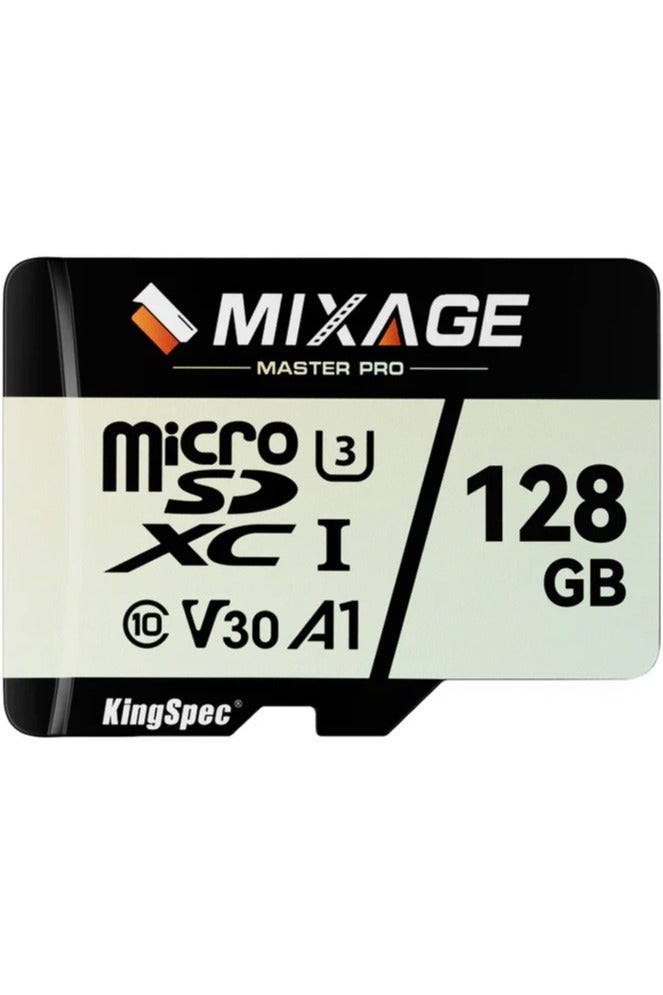 كينجس بيك بطاقة ذاكرة KingSpec Mixage Micro SD TF سعة 128 جيجابايت - بطاقة ذاكرة UHS-I عالية السرعة من الفئة 10 للهواتف والكاميرات وكاميرات السيارات والطائرات بدون طيار والألعاب والمزيد - Image 1