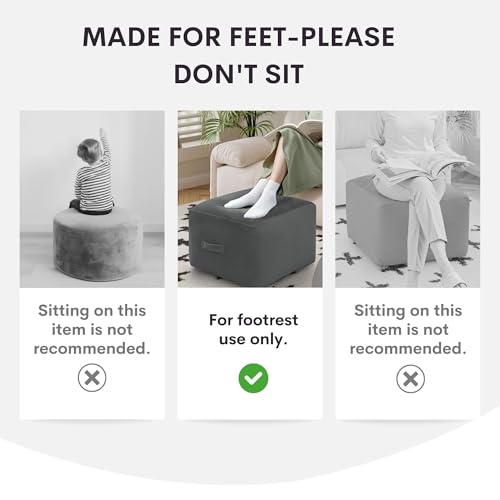 MeMoreCool Square Stuffed Pouf Ottoman Foot Rest Floor Pouf Foot Stool with Foam Chunk Filling Soft Stuffed Ottoman Footrest for Living Room Navy - Image 3