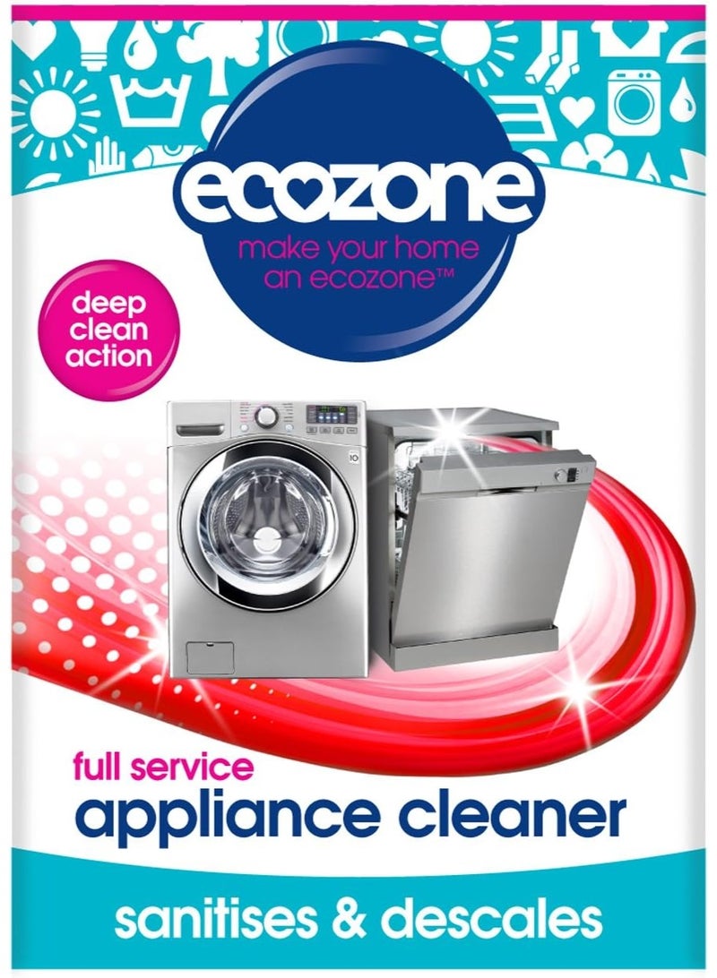 ecozone Full Service Appliance Cleaner, Washing Machine & Dishwasher Maintenance, Ultra Deep Machine Clean, Sanitiser Deodoriser & Descaler, Limescale Remover Detergent, Natural Vegan Eco Friendly  - Image 1