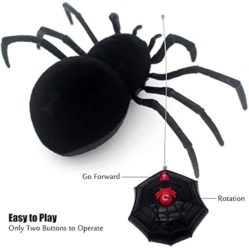RC Spider Remote Control Tarantula Realistic Animal Crawlers Scary Kids   Prank Gag Toys Birthday Gifts (Black Hair) - Image 2