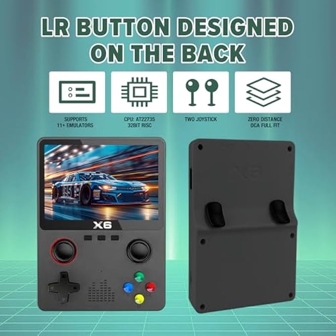 X6 RETRO HANDHELD GAME CONSOLE, WITH 10000+ GAMES HANDHELD GAMES CONSOLES, DUAL 3D JOYSTICK 3.5-INCH OCA IPS SCREEN EMULATOR CONSOLE, SUPPORT 11 KINDS OF SIMULATORS, 64GB TF CARD EXPANSION. - Image 4