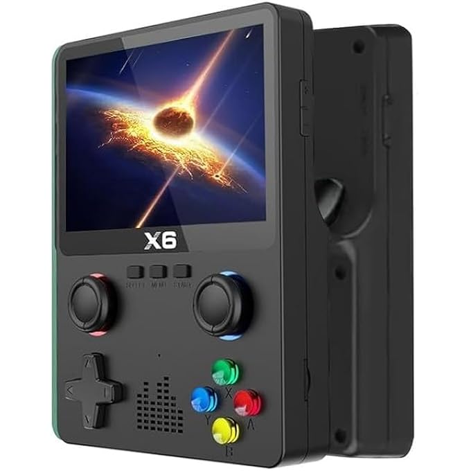X6 RETRO HANDHELD GAME CONSOLE, WITH 10000+ GAMES HANDHELD GAMES CONSOLES, DUAL 3D JOYSTICK 3.5-INCH OCA IPS SCREEN EMULATOR CONSOLE, SUPPORT 11 KINDS OF SIMULATORS, 64GB TF CARD EXPANSION. - Image 1