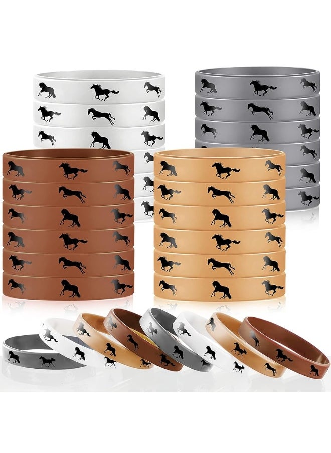 Zhanmai 48 Pieces Horse Party Rubber Bracelets Horse Favors Rubber Bracelets Derby Day Horse Bracelets Silicone Horse Wristbands for Horse Lovers Birthday Party Favors Supplies Rich Colors  - Image 3