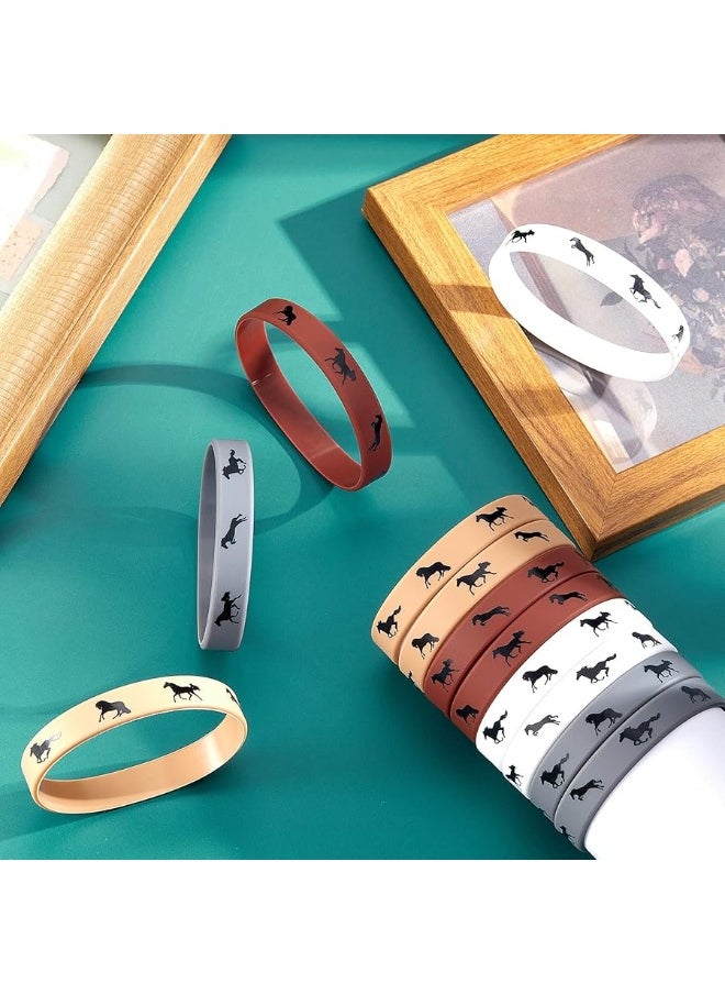 Zhanmai 48 Pieces Horse Party Rubber Bracelets Horse Favors Rubber Bracelets Derby Day Horse Bracelets Silicone Horse Wristbands for Horse Lovers Birthday Party Favors Supplies Rich Colors  - Image 5