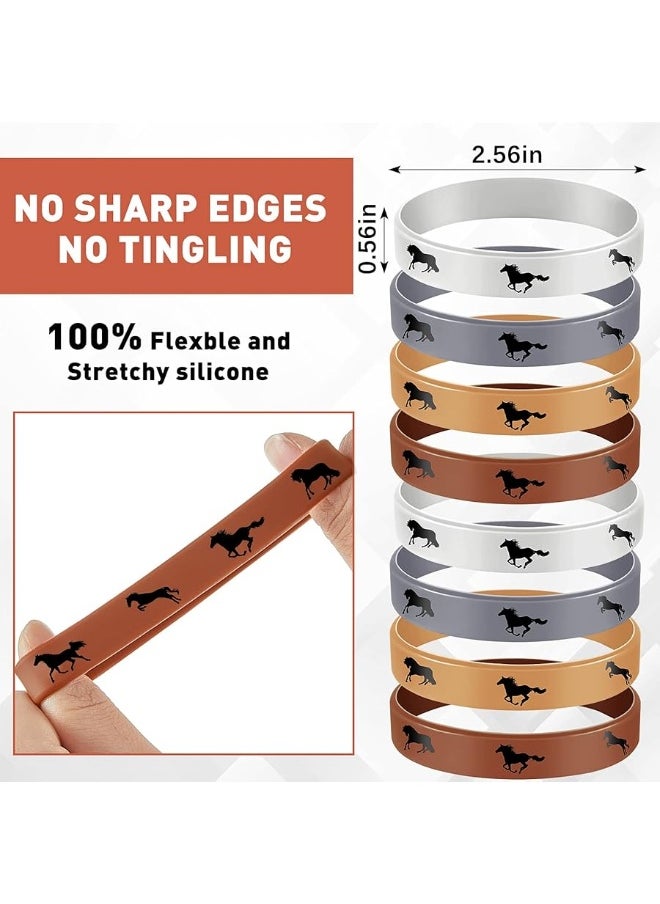 Zhanmai 48 Pieces Horse Party Rubber Bracelets Horse Favors Rubber Bracelets Derby Day Horse Bracelets Silicone Horse Wristbands for Horse Lovers Birthday Party Favors Supplies Rich Colors  - Image 1