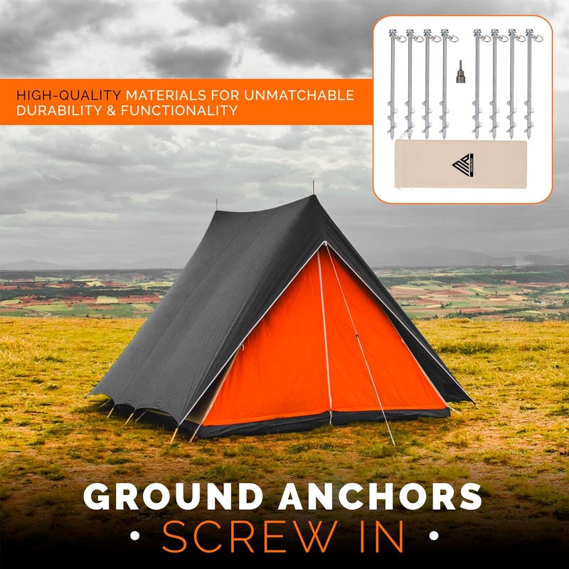 MightyPhine Earth Anchors - 12" Set of 8 Heavy Duty Ground Stakes - Screw in Anchors for Mobile Homes, Sheds, Swing Sets, Trees & Canopies - Includes Drill Bit - Image 2