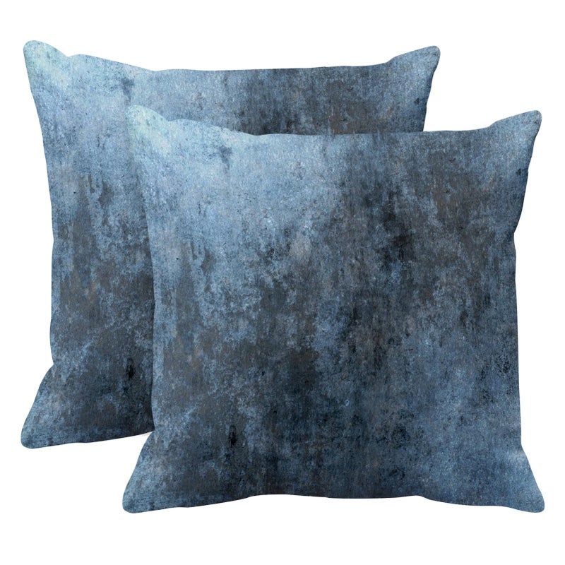 Emvency Set of 2 Blue Painting Throw Pillow Covers Contemporary Line Brown Abstract Modern Design Retro Decorative Pillow Case Home Decor Standard Square 18x18 Inch Cushion Pillowcase - Image 1