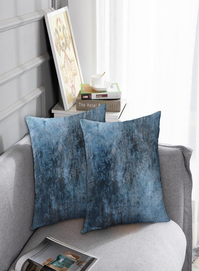 Emvency Set of 2 Blue Painting Throw Pillow Covers Contemporary Line Brown Abstract Modern Design Retro Decorative Pillow Case Home Decor Standard Square 18x18 Inch Cushion Pillowcase - Image 2