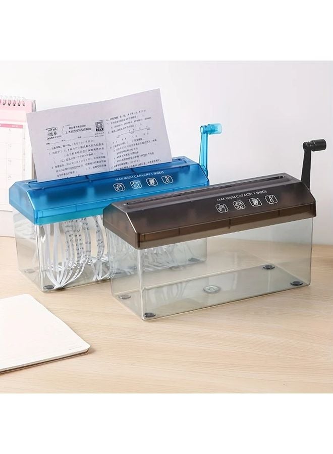 Large Blue A4 Manual Paper Shredder Hand Crank Strip Cut Machine For Office Home Use - Image 5