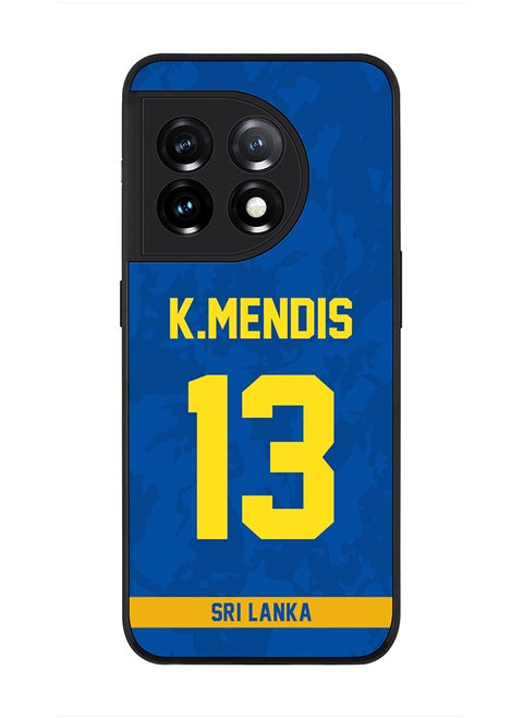 Rugged Black Edge Case for OnePlus 11R 5G / OnePlus Ace 2, Slim fit Soft Case Flexible thin Cover - Player Name - Kusal Mendis, Jersey Number- 13