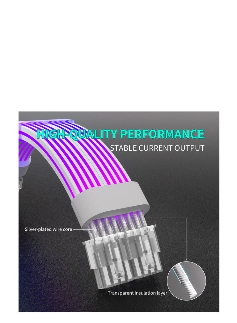 WJCOOLMAN كابل تمديد WJCOOLMAN ARGB 24-دبوس، 5V 3-دبوس ARGB مزامنة، سيليكون / TPE (مرن)، 18 AWG نحاس، أبيض | 24-دبوس ATX - Image 1