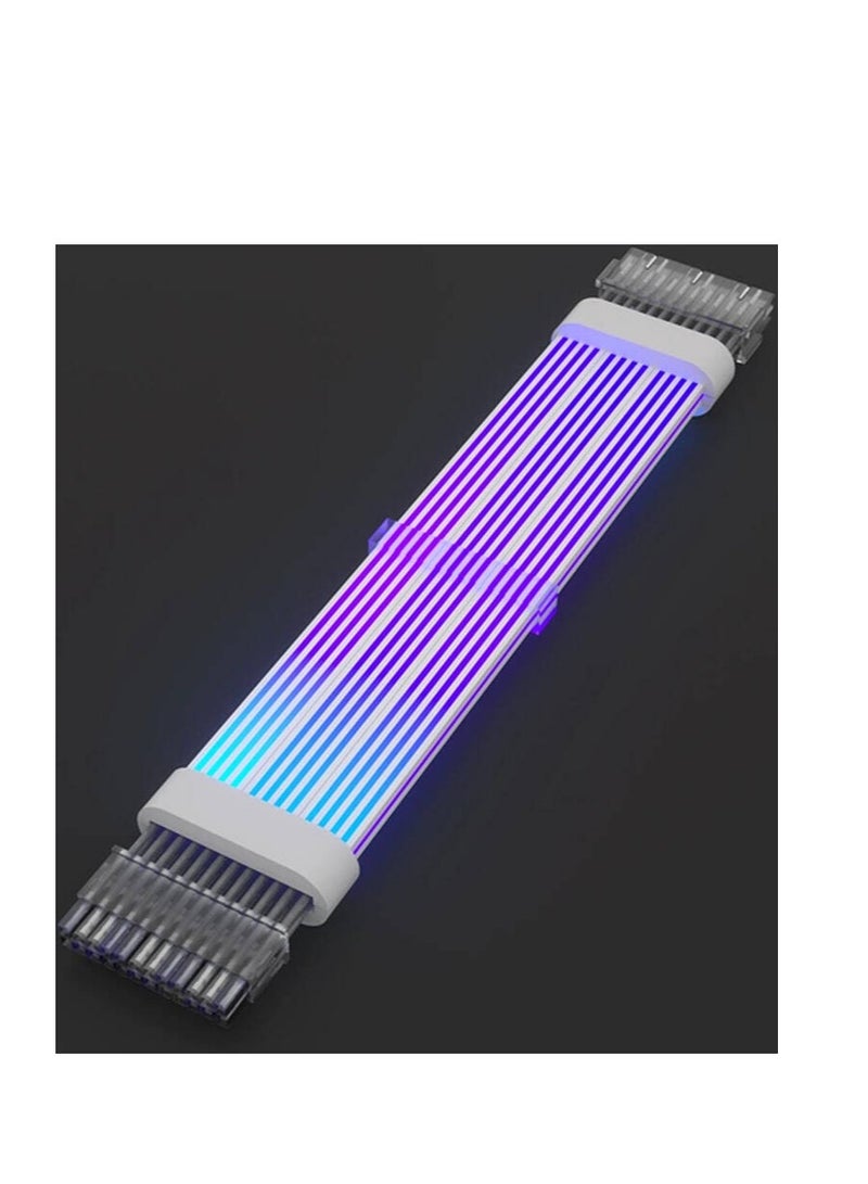 WJCOOLMAN كابل تمديد WJCOOLMAN ARGB 24-دبوس، 5V 3-دبوس ARGB مزامنة، سيليكون / TPE (مرن)، 18 AWG نحاس، أبيض | 24-دبوس ATX - Image 2