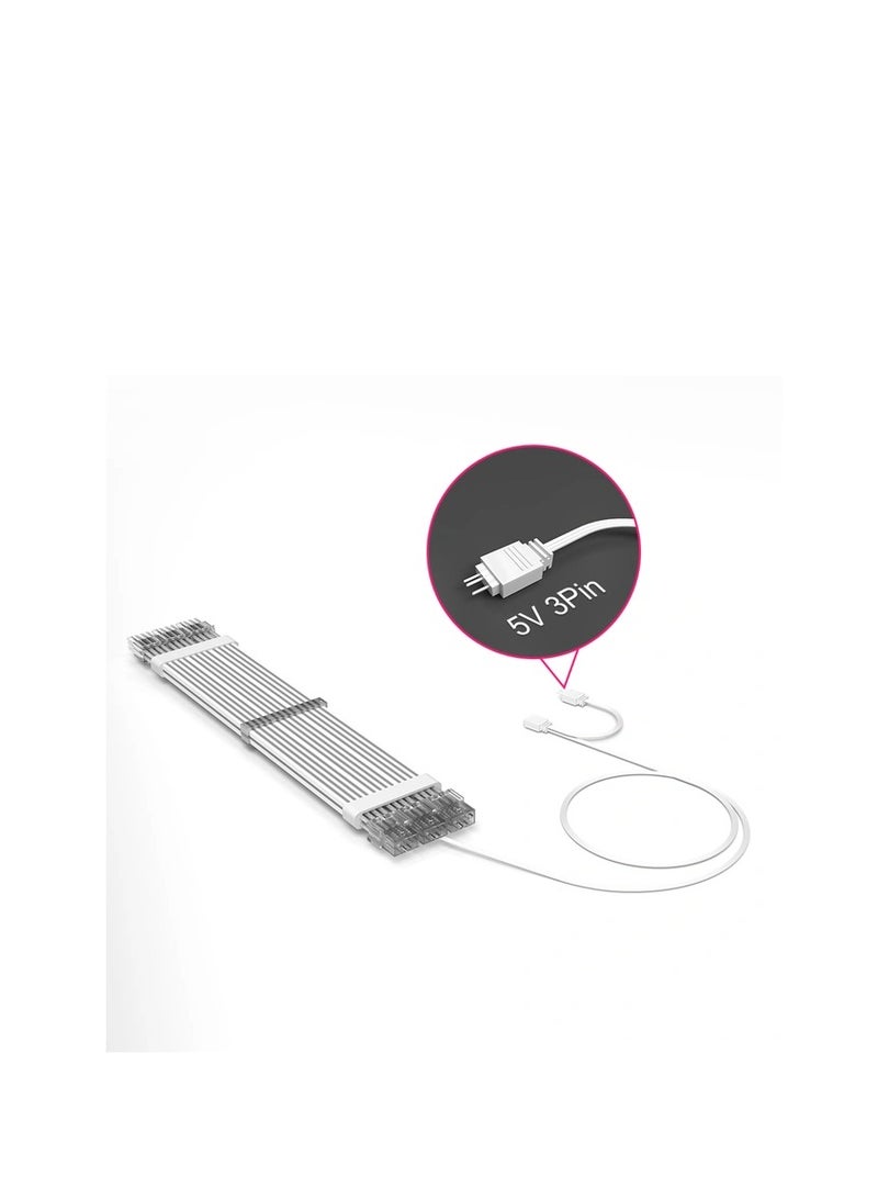 WJCOOLMAN كابل تمديد WJCOOLMAN ARGB 24-دبوس، 5V 3-دبوس ARGB مزامنة، سيليكون / TPE (مرن)، 18 AWG نحاس، أبيض | 24-دبوس ATX - Image 3