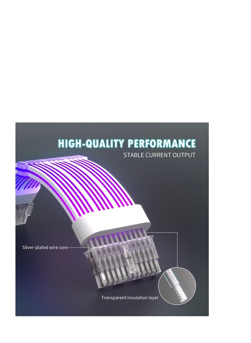 WJCOOLMAN كابل تمديد WJCOOLMAN ARGB 24-دبوس، 5V 3-دبوس ARGB مزامنة، سيليكون / TPE (مرن)، 18 AWG نحاس، أبيض | 24-دبوس ATX - Image 4