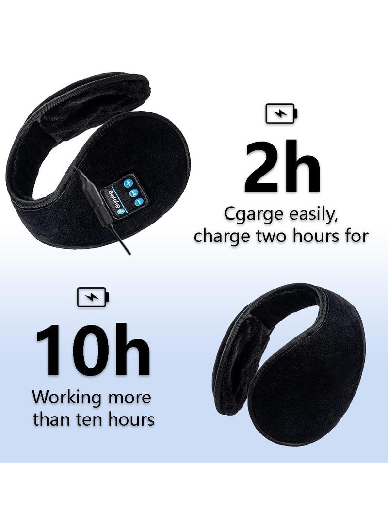 SYOSI Bluetooth Earmuffs Winter Ear Warmers Women Mens Adjustable Wireless Headphones Ear Cover with Mic Speakers Boys Girls Gift (Black) - Image 5