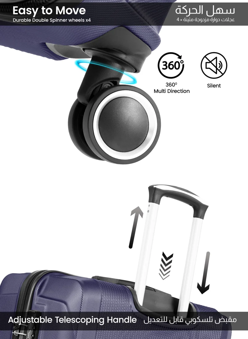 بارا جون حقيبة سفر بعجلات كبيرة الحجم وخفيفة الوزن من مادة  الصلبة -  بوصة | تتحمل  كجم، حقيبة صلبة بأربع عجلات - شامبين