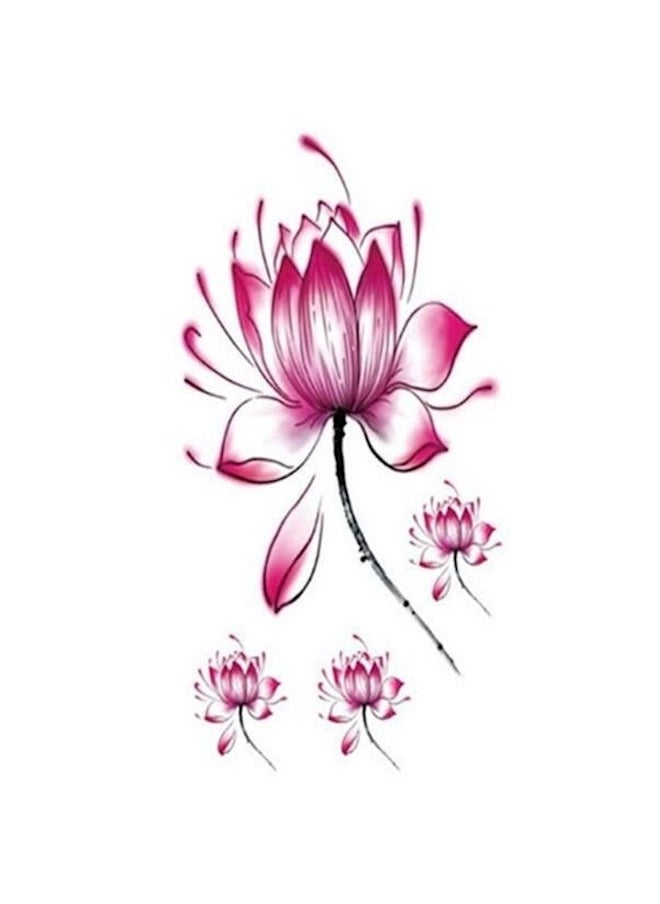 Generic Waterproof Lotus Pattern Tattoo Sticker Pink 