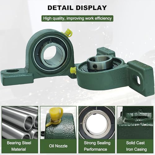 SACKORANGE 2 Pack UCP205-16 Pillow Block Mounted Ball Bearing - 1" Bore - Solid Cast Iron Base - Self Aligning - Image 4