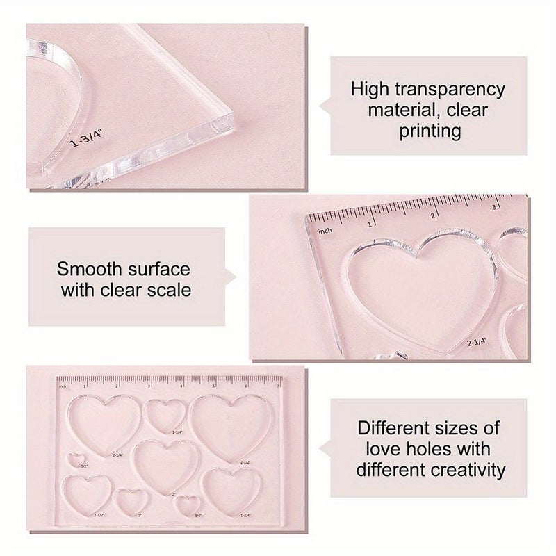 Multi Functional Acrylic Drawing Scale Painting Template 1 Piece Heart Shaped Durable Art Stencil for Craft Projects - Image 4