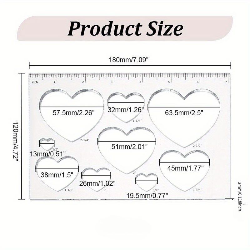 Multi Functional Acrylic Drawing Scale Painting Template 1 Piece Heart Shaped Durable Art Stencil for Craft Projects - Image 2