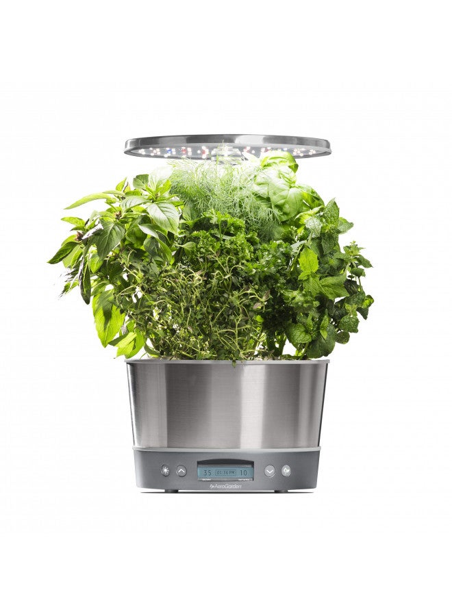 AeroGarden AeroGarden Harvest Elite 360 with Gourmet Herb Seed Pod Kit - Hydroponic Indoor Garden, Stainless Steel  - Image 1