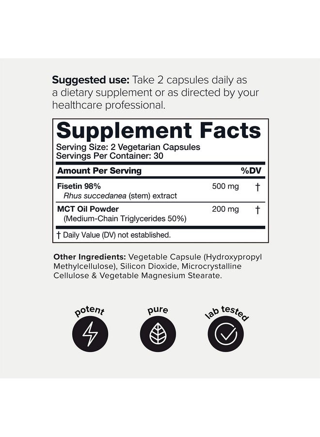 Toniiq فيستين عالي النقاء 500 ملغ 98%+ مكمل فيستين عالي النقاء وقابل للامتصاص مع زيت MCT لدعم الامتصاص مختبر من طرف ثالث مكملات سيلوليت لدعم الشيخوخة 60 كبسولة - Image 3