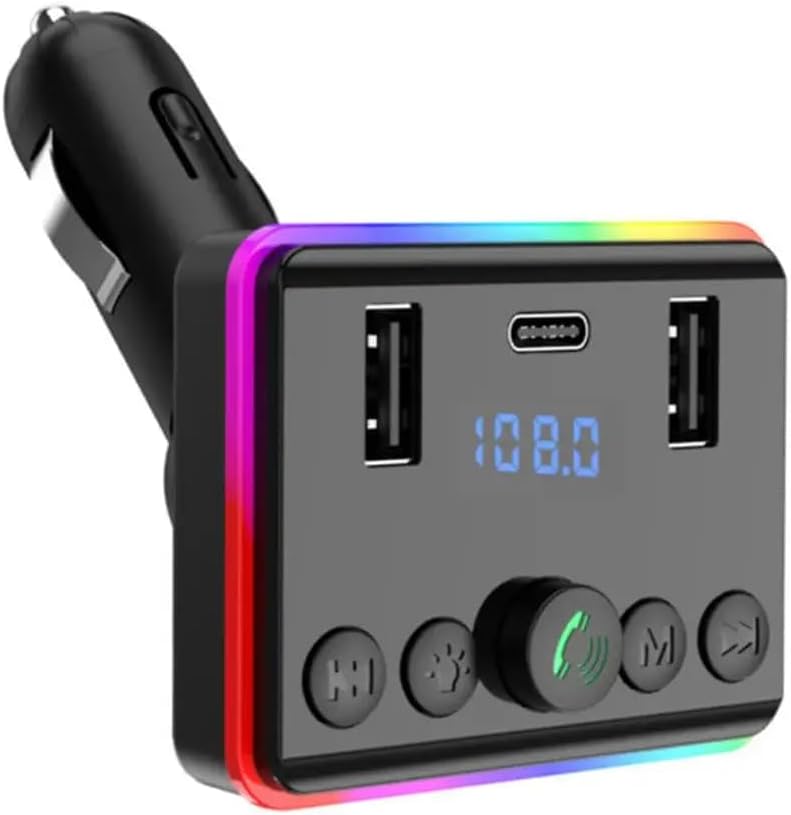 LDNIO MP3 Player Car Bluetooth 5.0 FM Transmitter PD Type-C Dual USB 3.1A Fast Charger Colorful Ambient Light Manual - Image 1