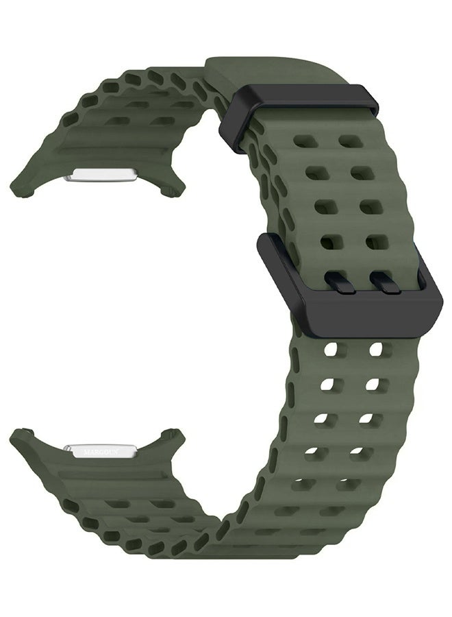 MARGOUN Strap Silicone Replacement for Samsung Galaxy Watch 8 Ultra Band 47mm, Rugged Soft Ocean Silicone Sport Accessory Fit for Samsung Galaxy Watch Ultra Band Dual Row Hole - Cactus Green - Image 2